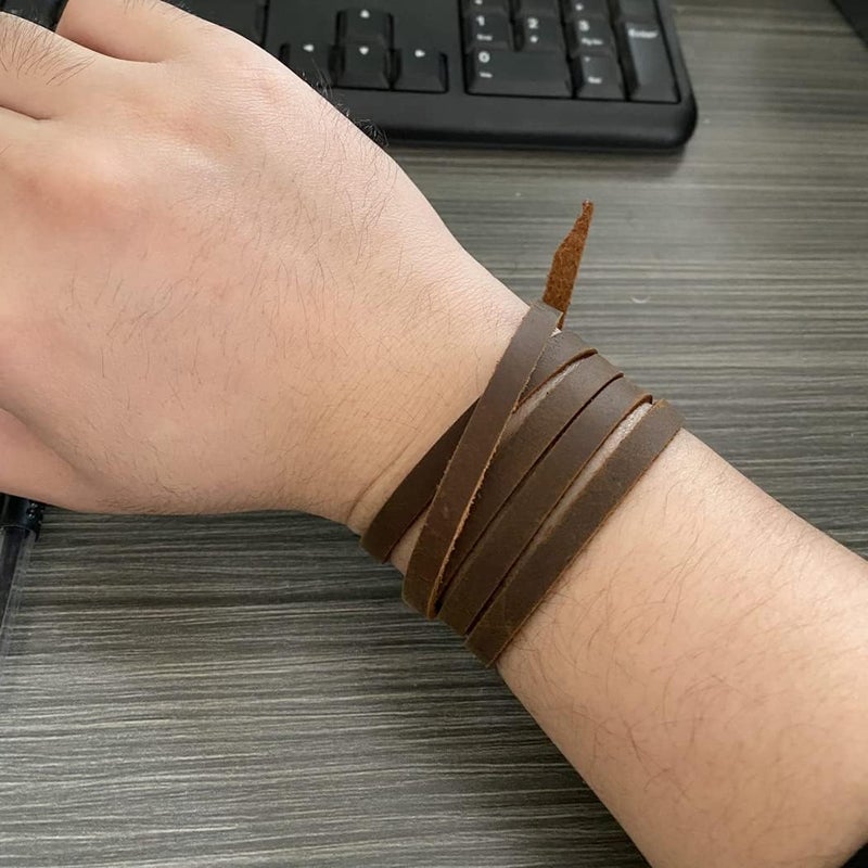 Rantanto Genuine Leather Wrap Bracelets Trendy Western Stackable Cuff Adjustable Boho Layered Bracelet Jewelry For Men Women - Image 5